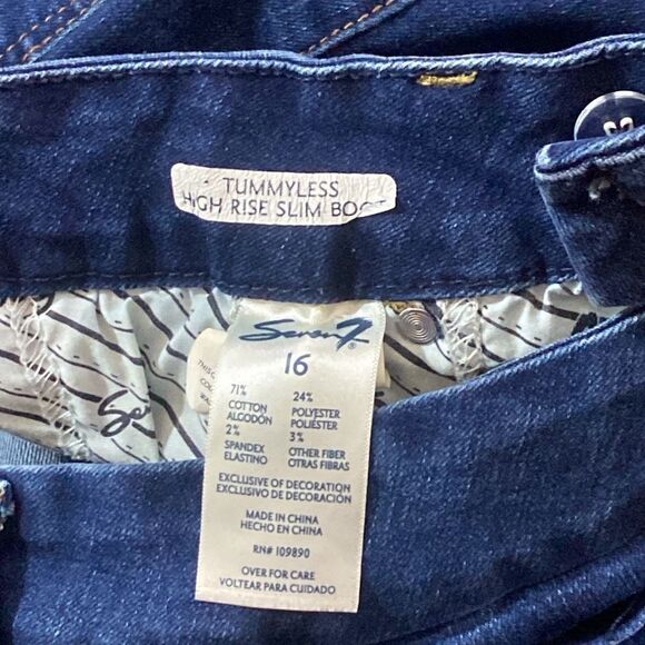 Seven7 Tummyless High Rise Slem Boot Dark Blue Denim Jeans Size Plus 16 - Picture 9 of 16